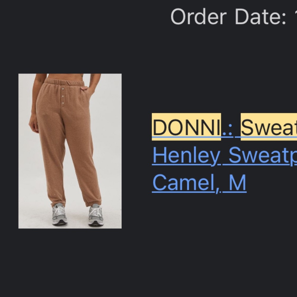 DONNI henley sweatpants in camel size medium
